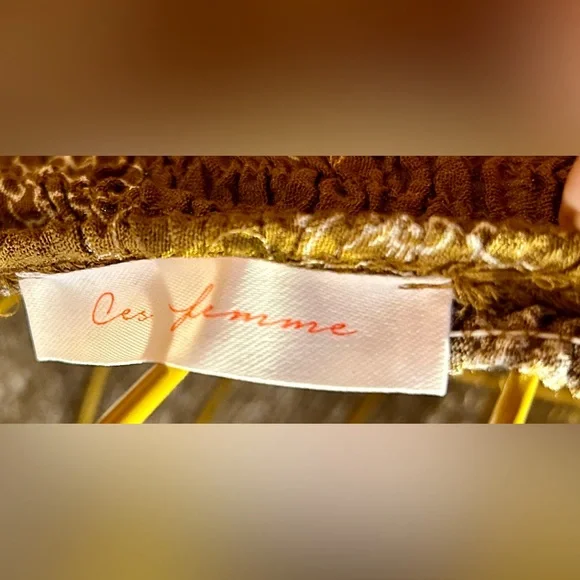 Only 1 Left: NWT Ces Femme Trendy Wide Leg Camel Boho Jumpsuit, 100% Rayon, Med - Picture 13 of 16